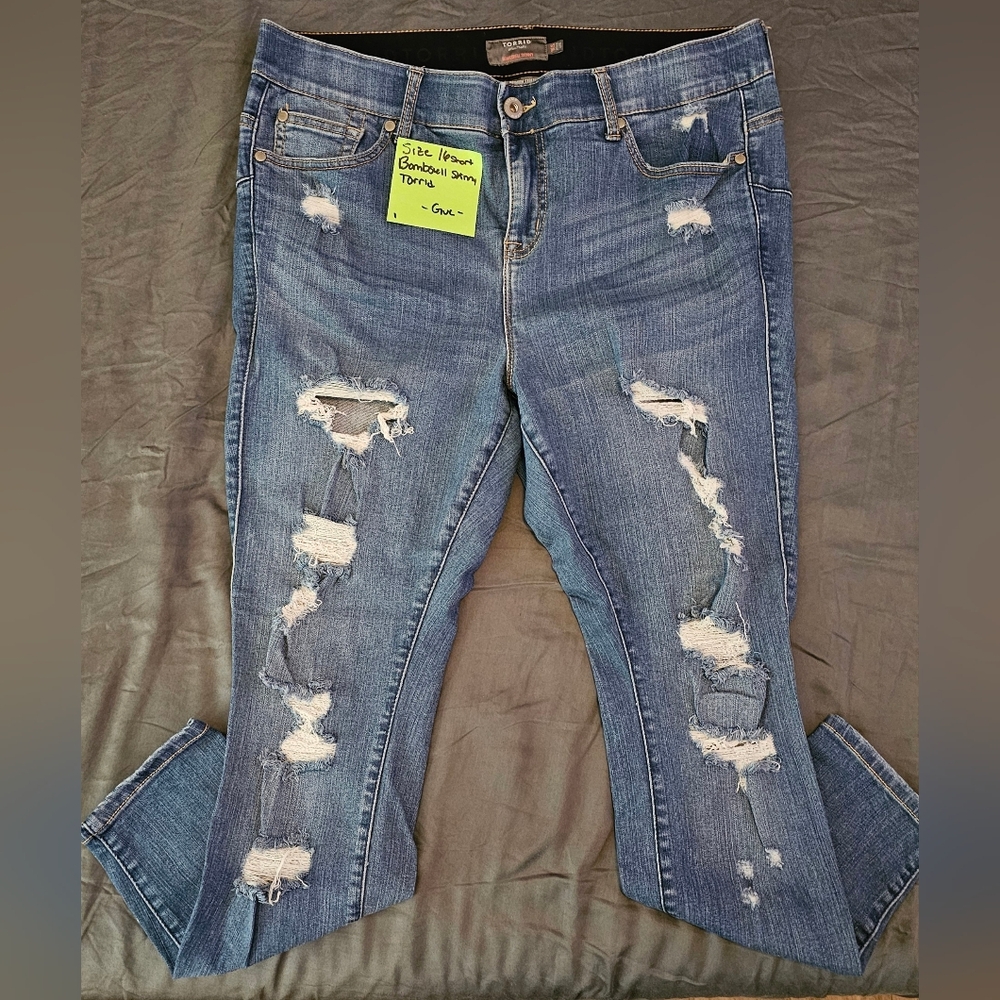 Torrid Blue Distressed Skinny Jeans 16-Short